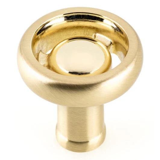 Eclectic Knob, 1-13/32" D, Satin Brass